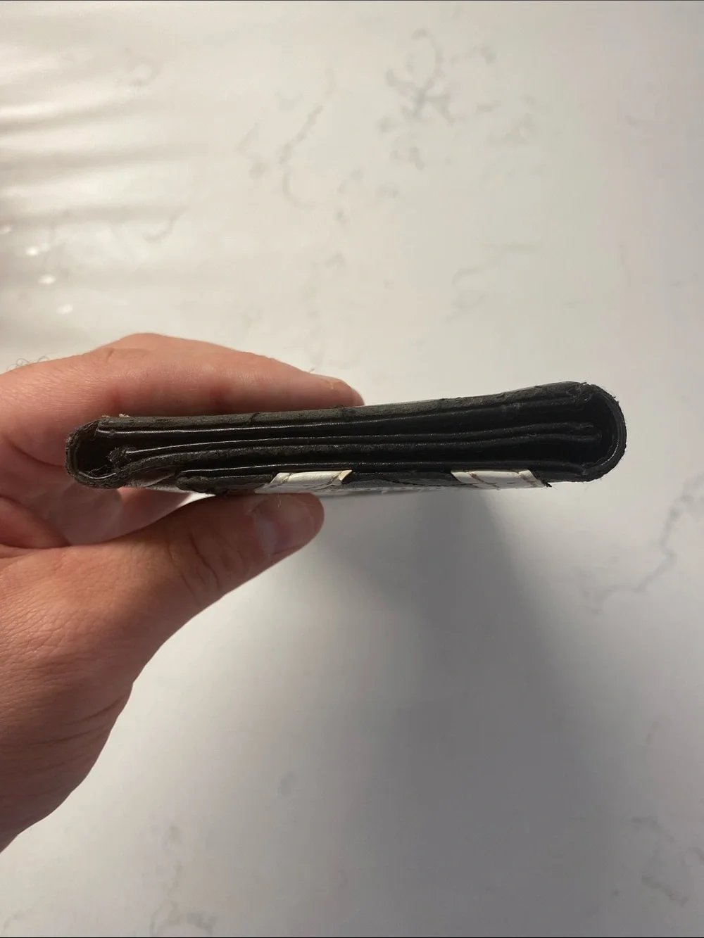 Chanel Cambon Line Long Wallet Black White Diamond Used Women Classic RARE ✨